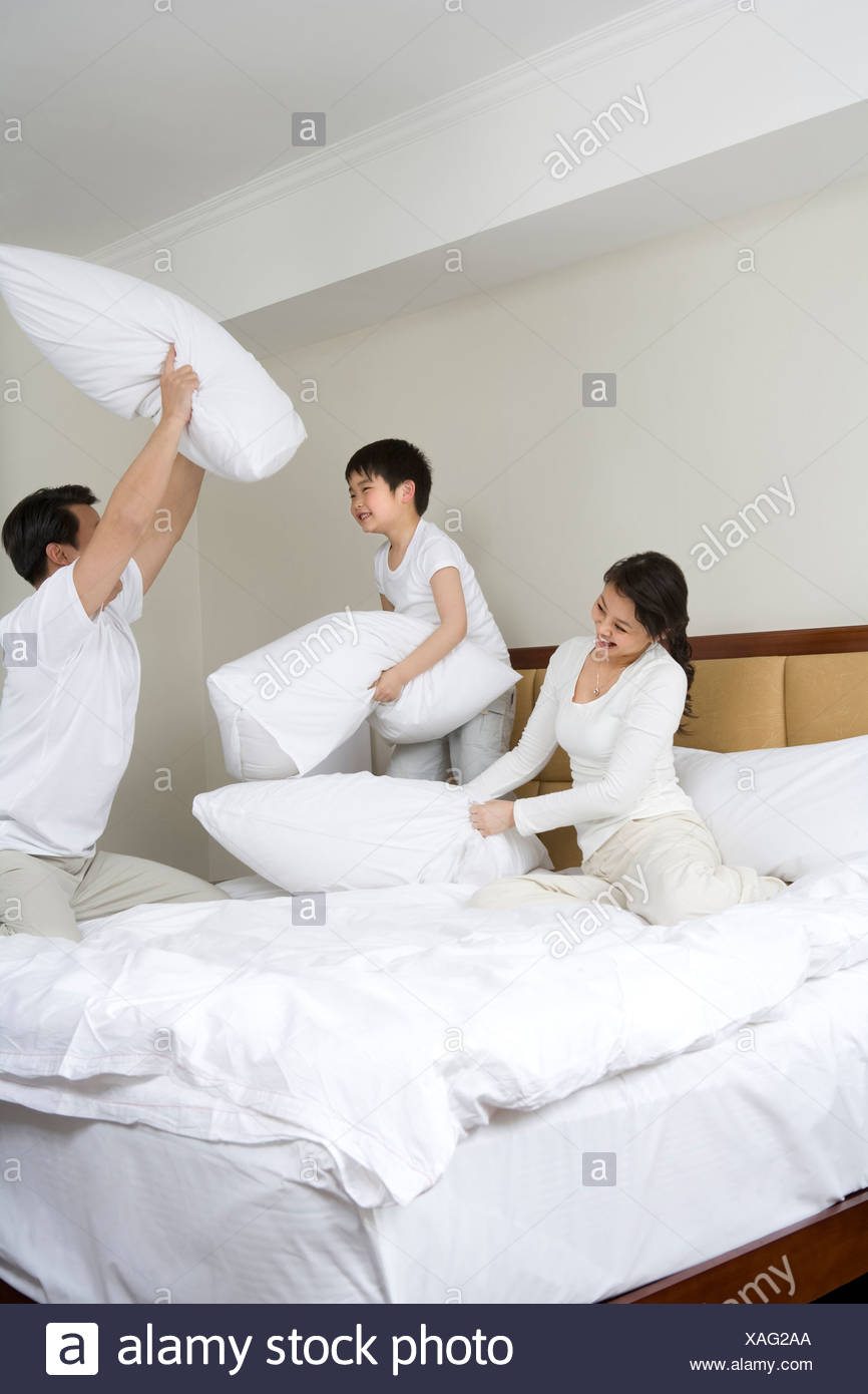 Family Having Pillow Fight Stock Photo 281865538 Alamy