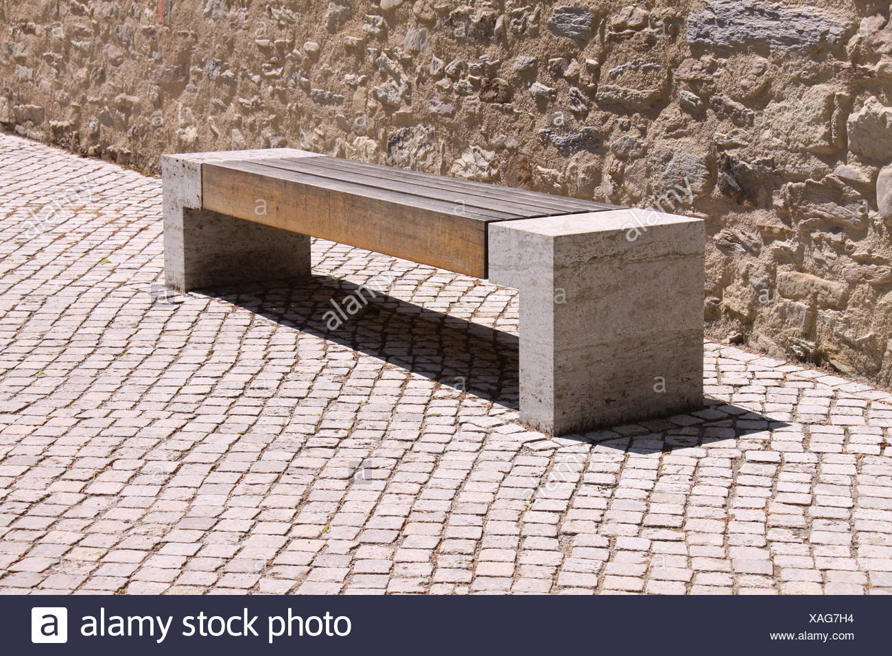 Seat Made Of Concrete And Wood Stock Photo 281869648 Alamy