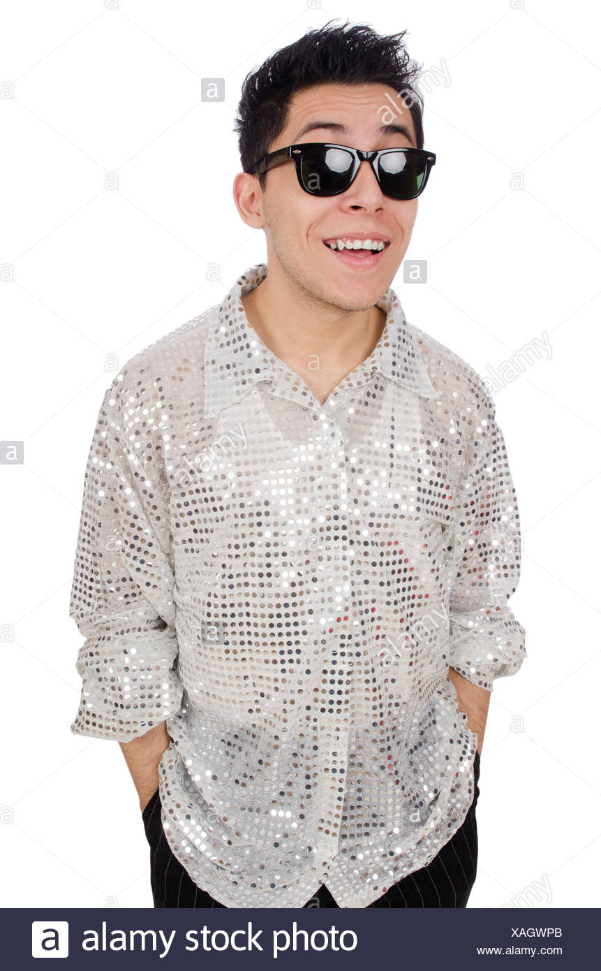 Young Man In Silver Shirt Isolated On White Stock Photo 281883907