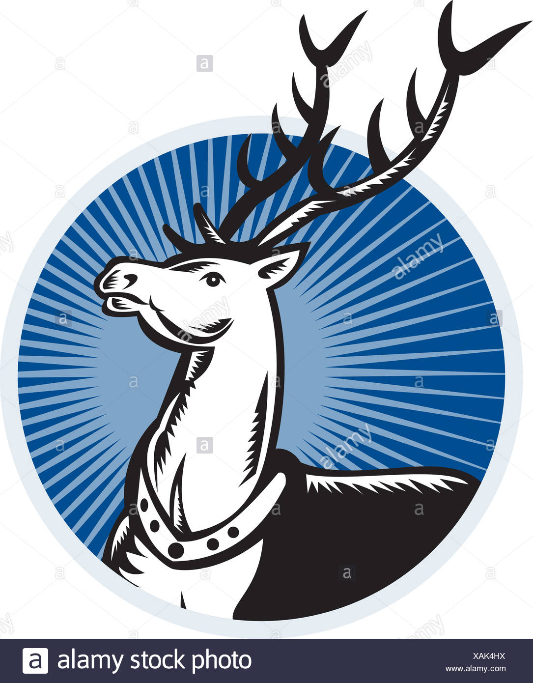 Deer Stag Buck Woodcut Retro Stock Photo: 281933174 - Alamy