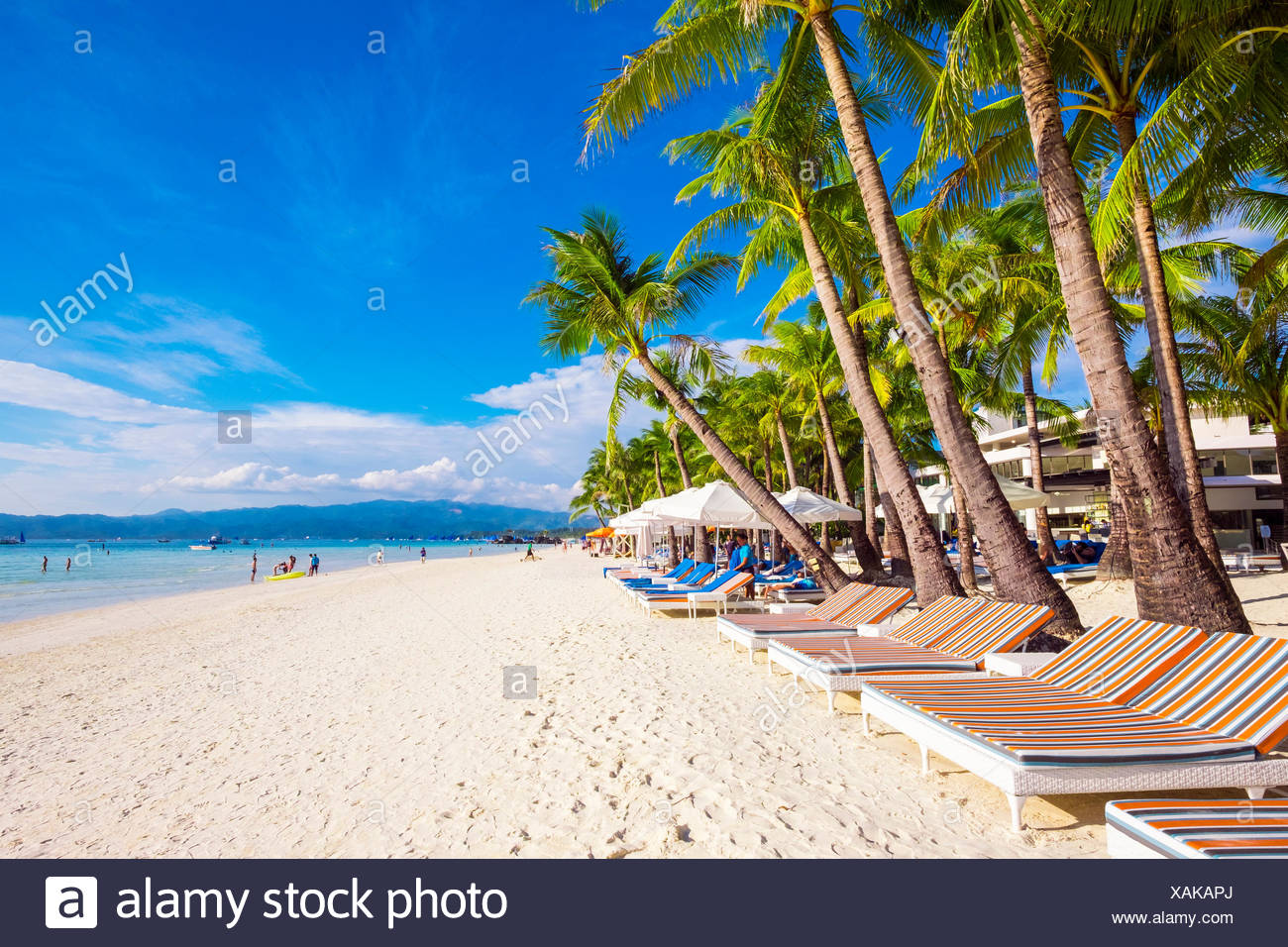 photo White Beach Boracay Description https www alamy com beach lounge chairs on on white beach boracay philippines image281938010 html