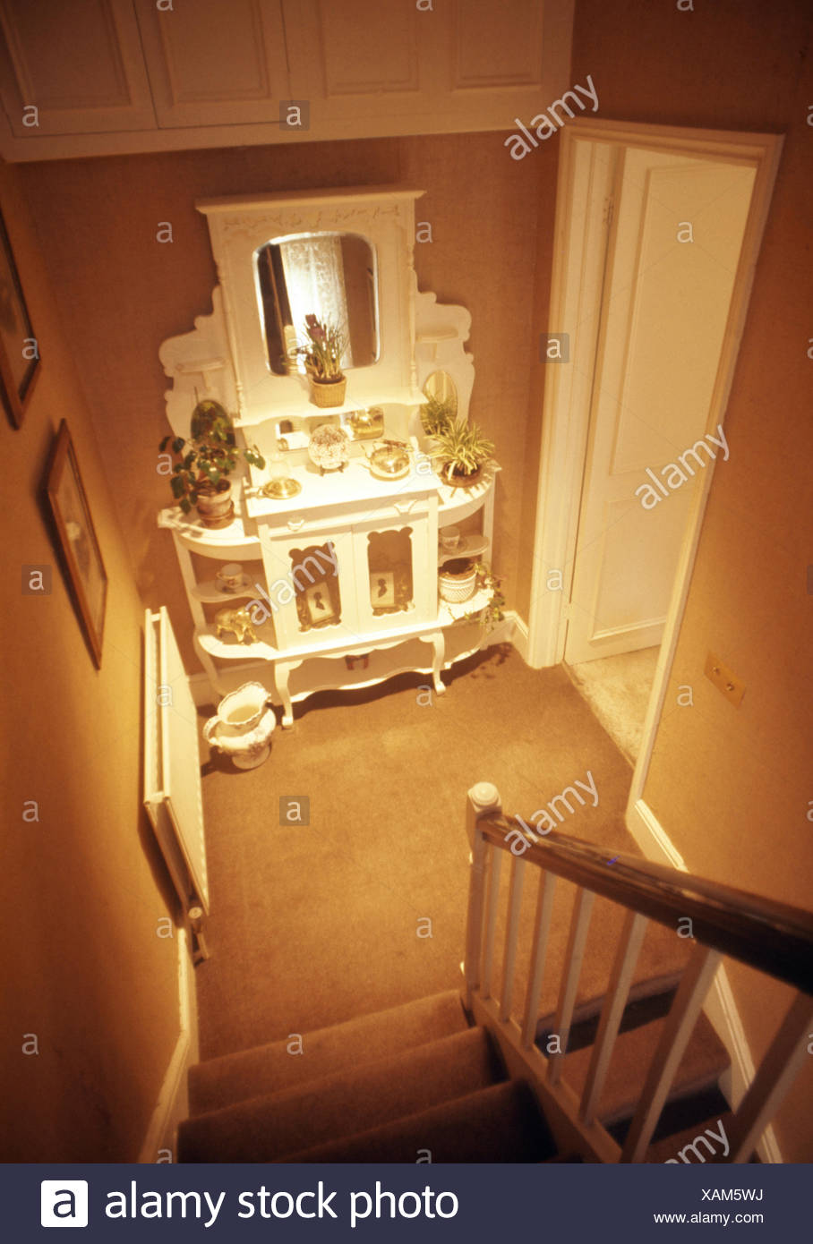 Birds Eye View Of A Painted Dresser And Overmantel Mirror On A