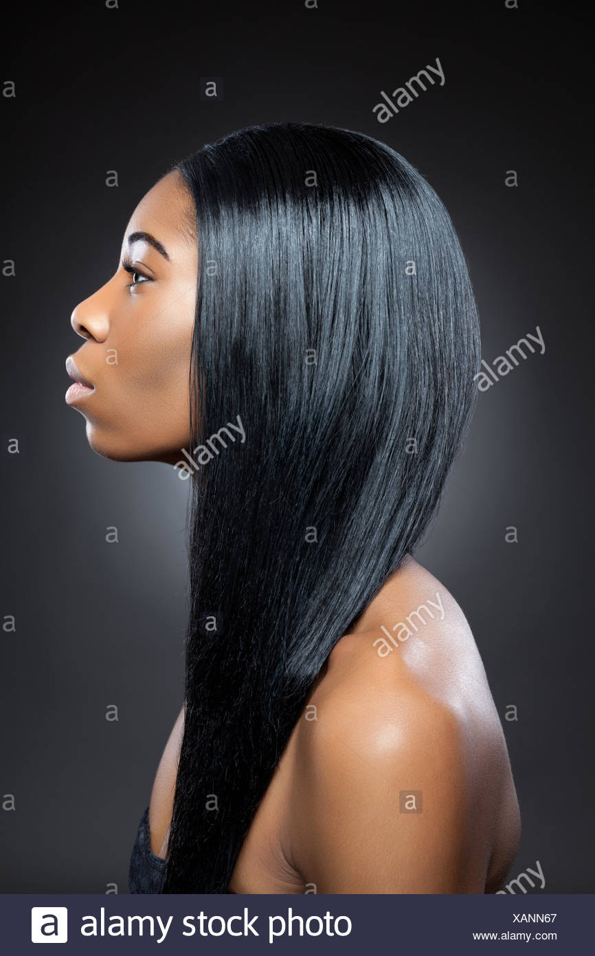 Young Black Beauty With Long Straight Hair Stock Photo 281990079