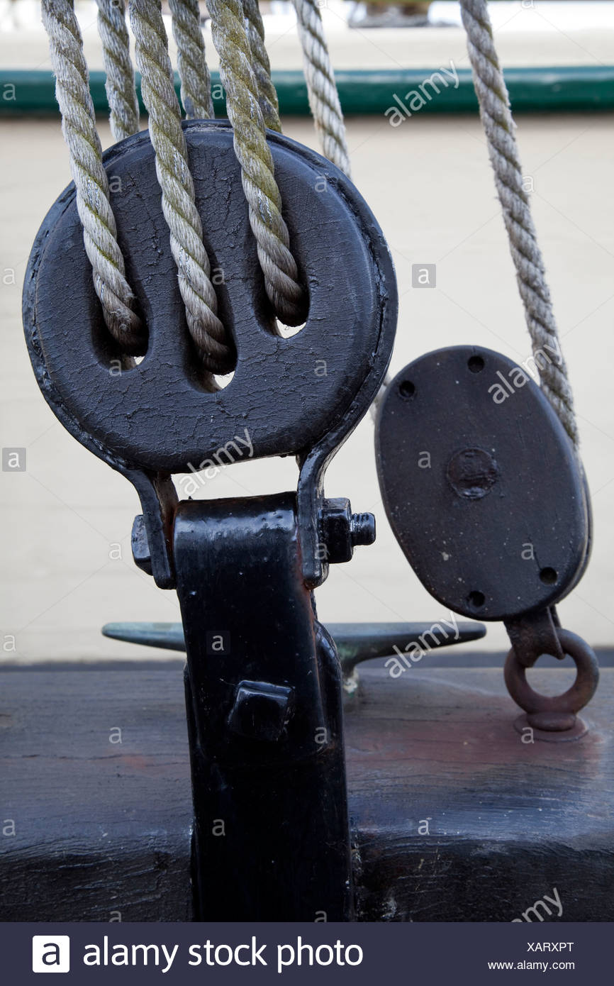 Ropes And Pulleys On Boat High Resolution Stock Photography and Images