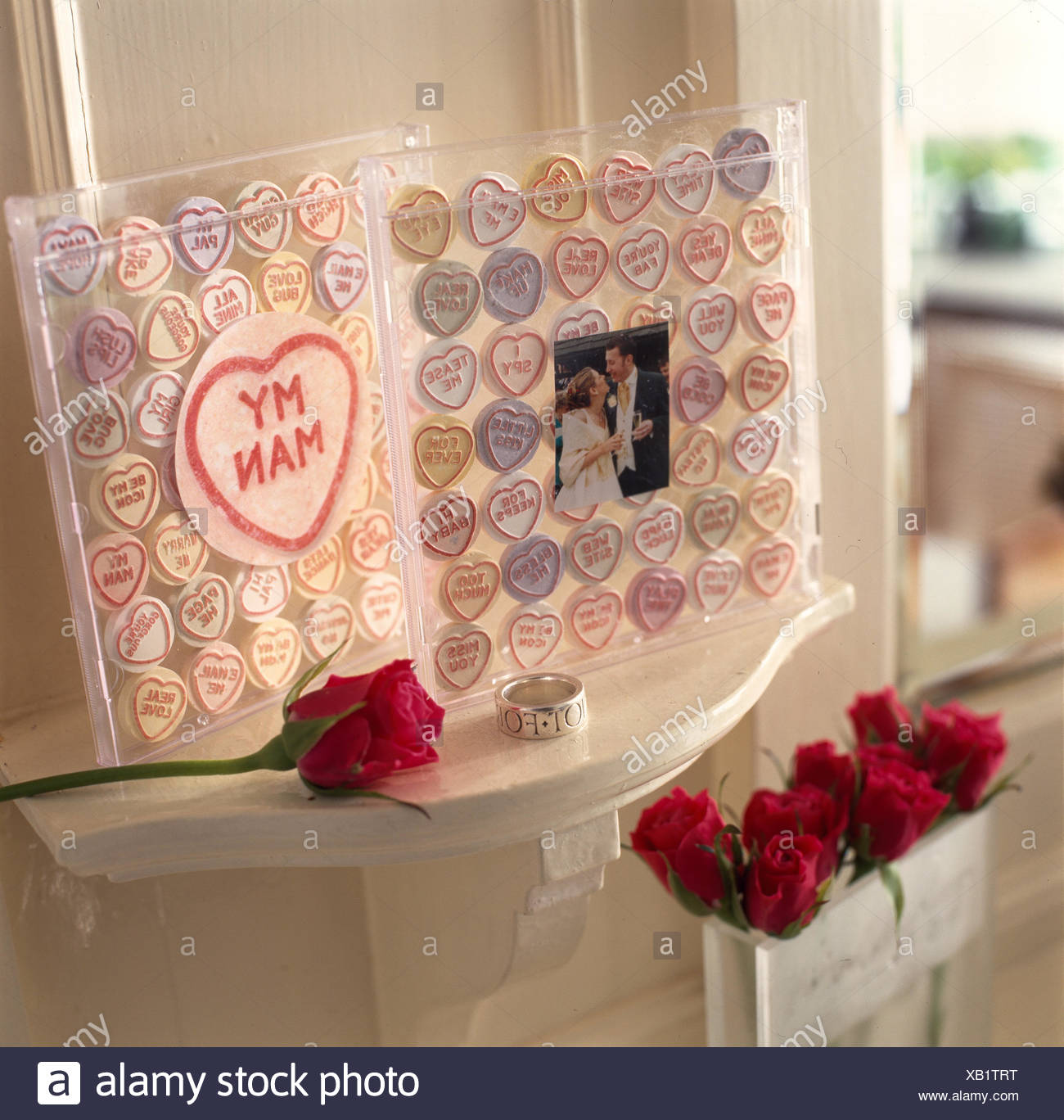 Memories Made Into Pictures With Love Heart Decorated Frames Stock