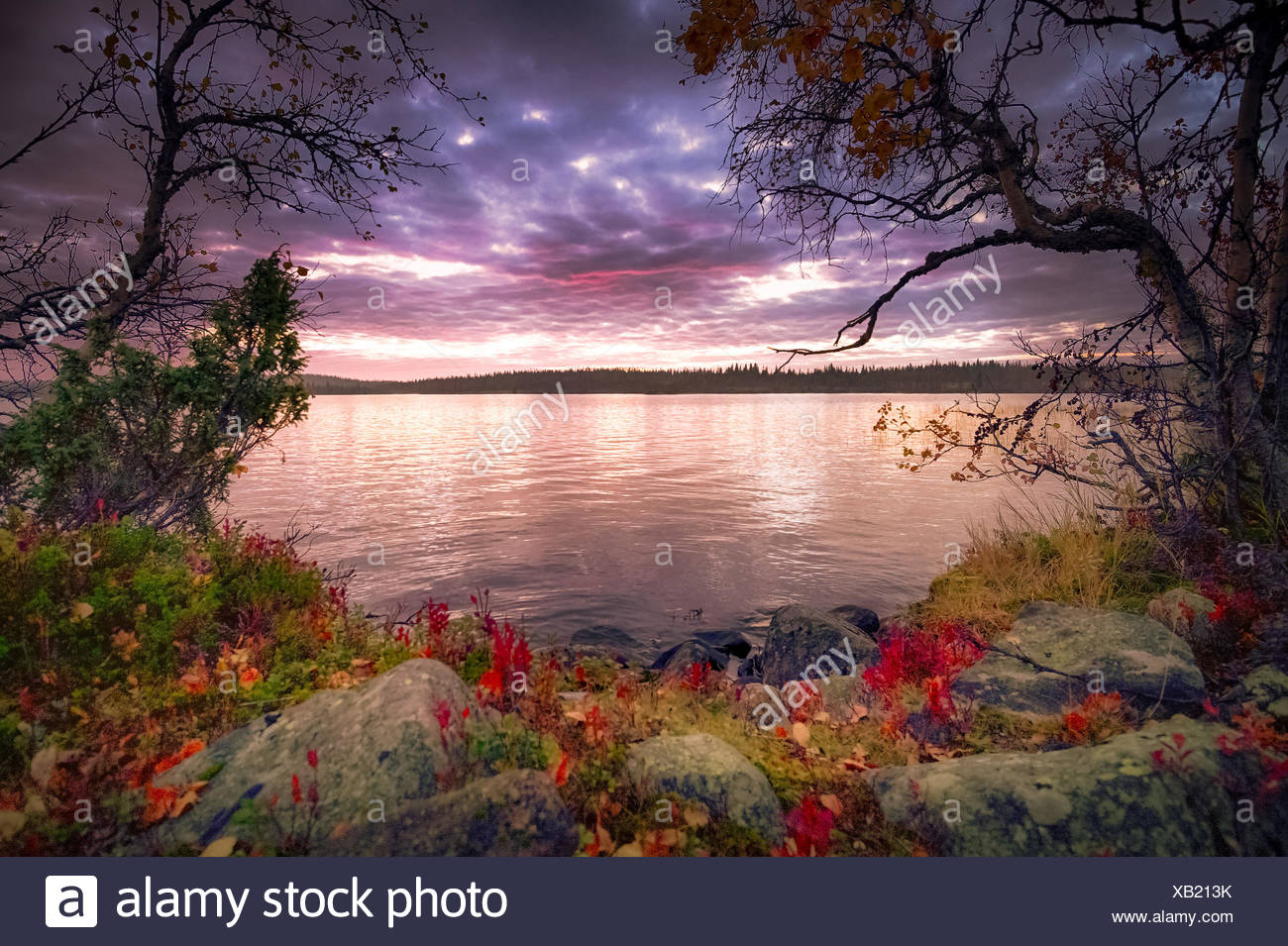 View Of Lake At Dusk Stock Photo Alamy