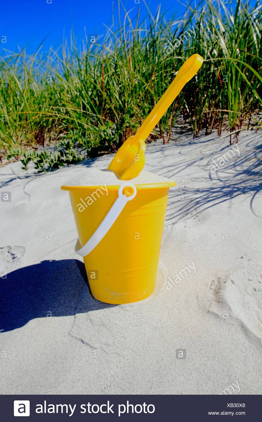 yellow beach bucket