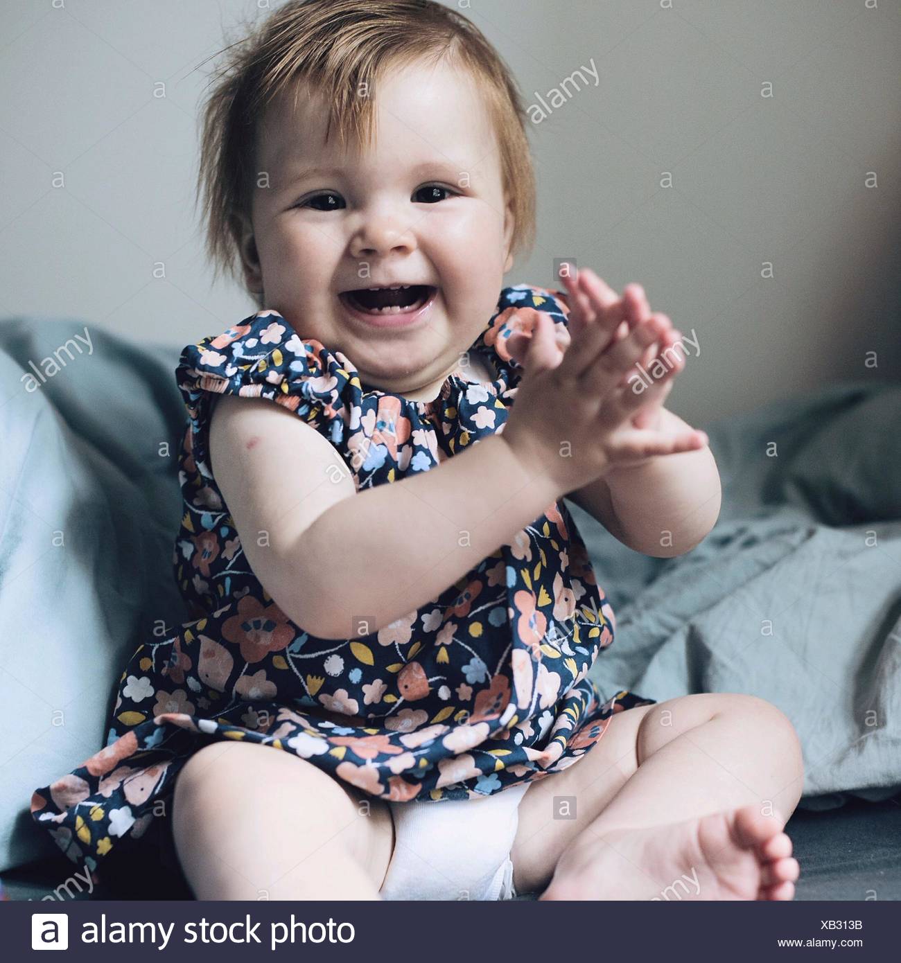 Baby Girl Laughing Stock Photo