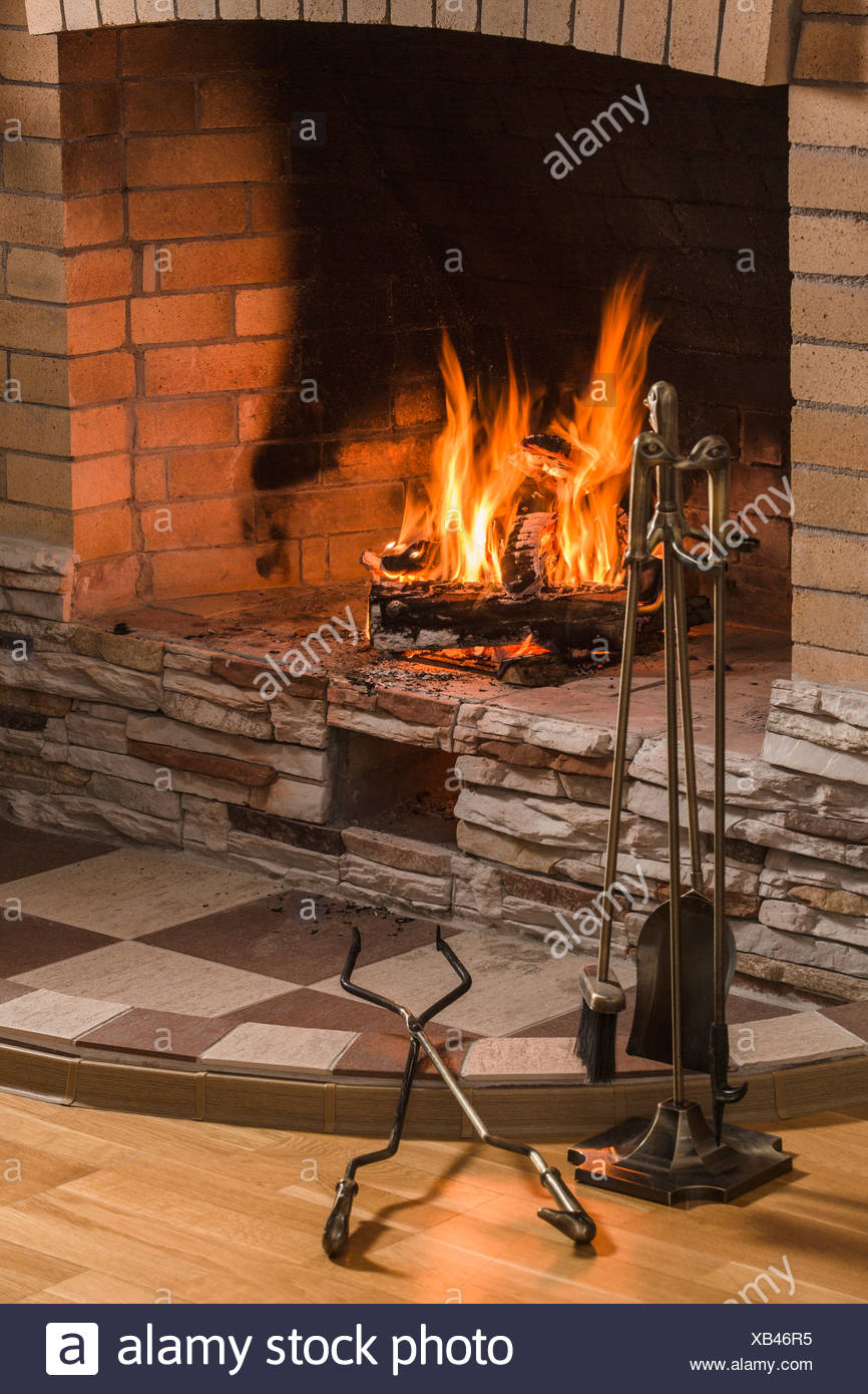 Open Fire Hearth And Hearth Tool Set Stock Photo 282220265 Alamy