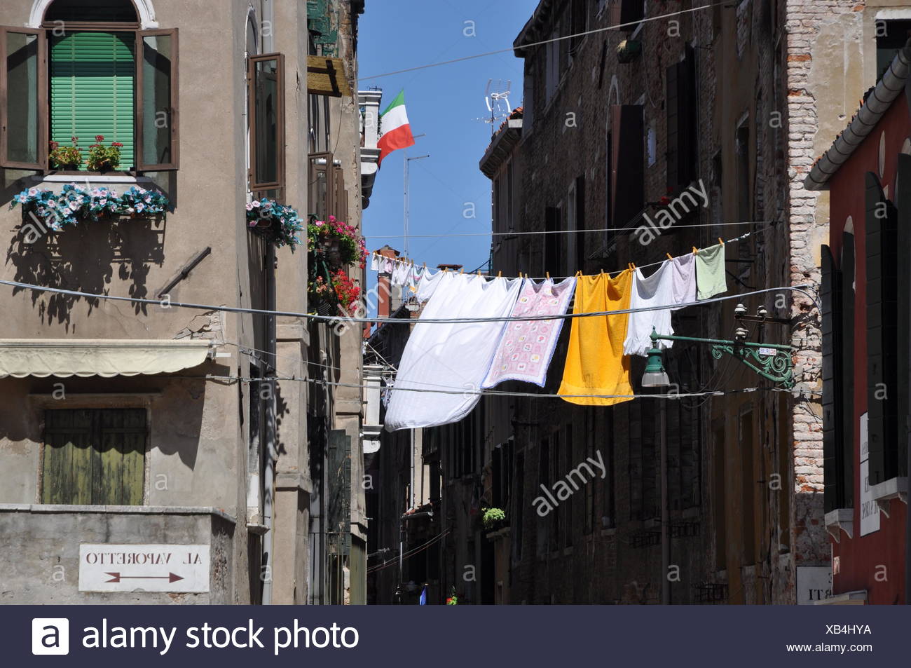 Wasche Haus Venedig Fenster Fassade Hausfassade Tur