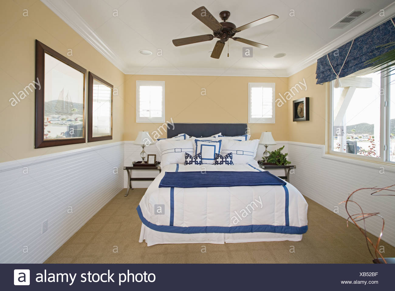 Nautical Themed Bedroom Of Palm Springs Home Stock Photo