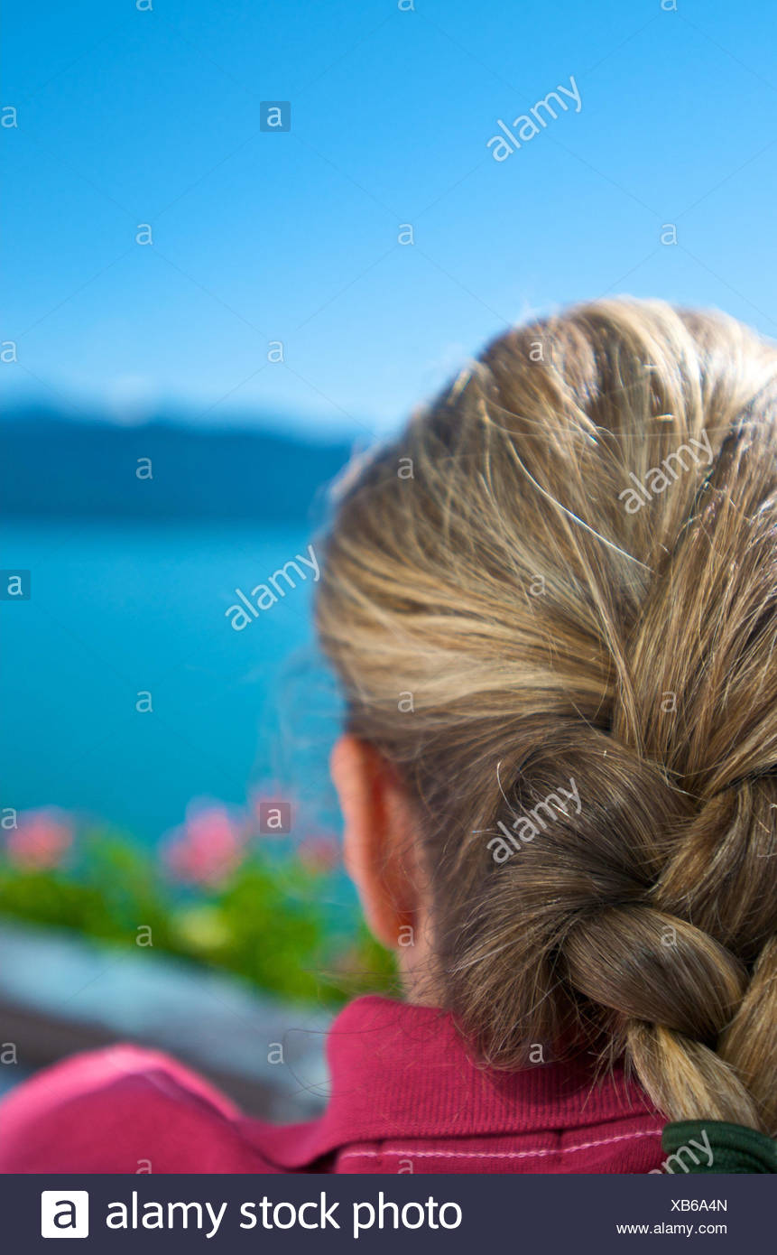 Woman Back View Plait Twisted Curled People Hairs Hairstyle