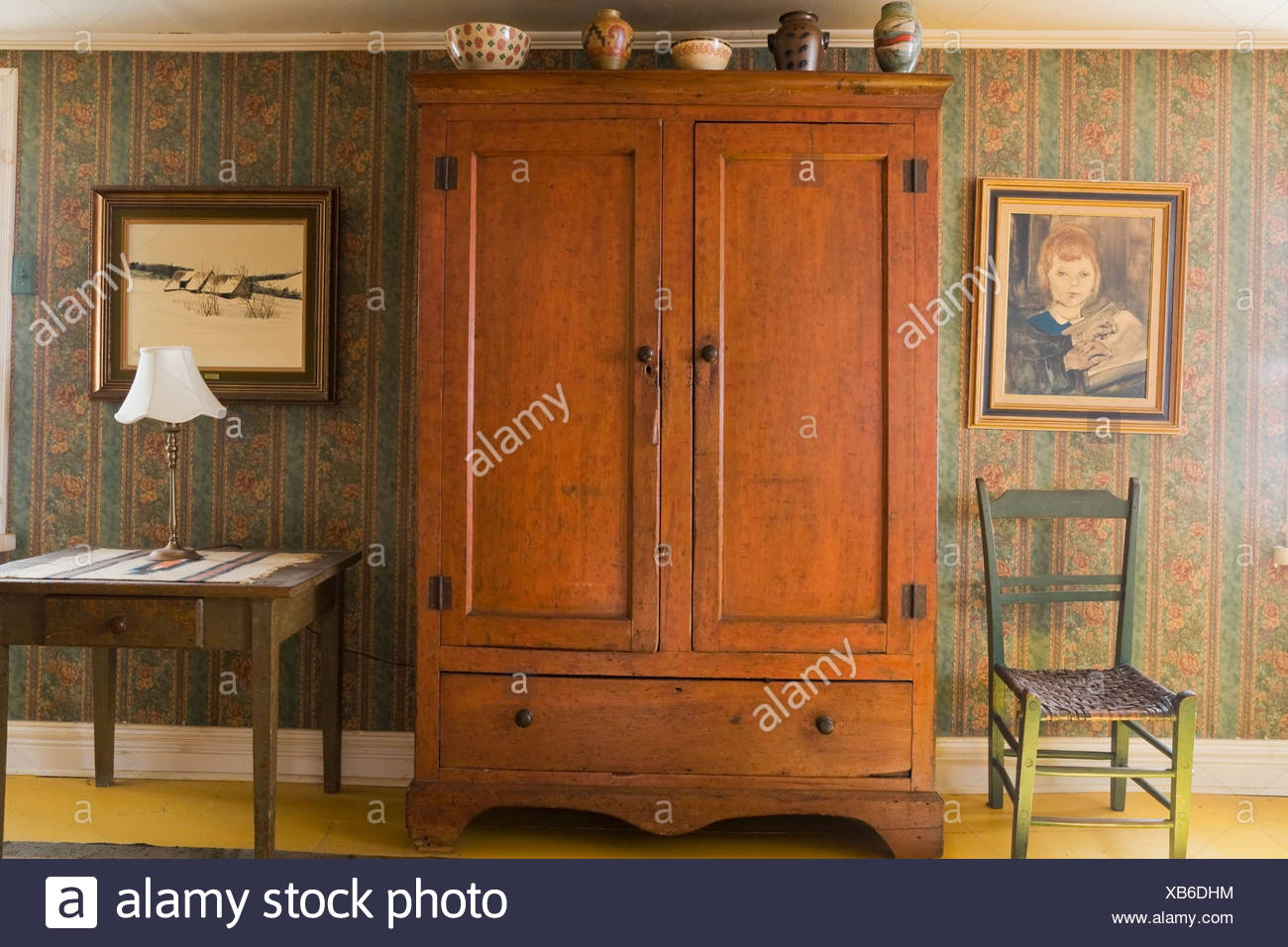 Antique Armoire In Bedroom Of 19th Century Home Quebec Canada Stock Photo Alamy