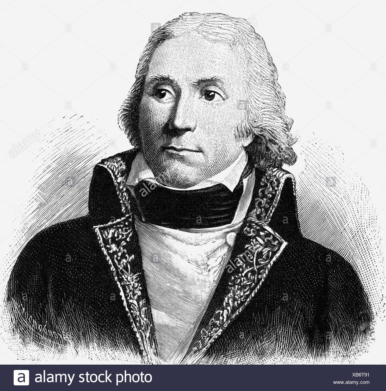 Masséna, André, 6.5.1756 - 14.4.1817, French general, portrait, wood engraving by Brendamour, 19th century, , Stock Photo