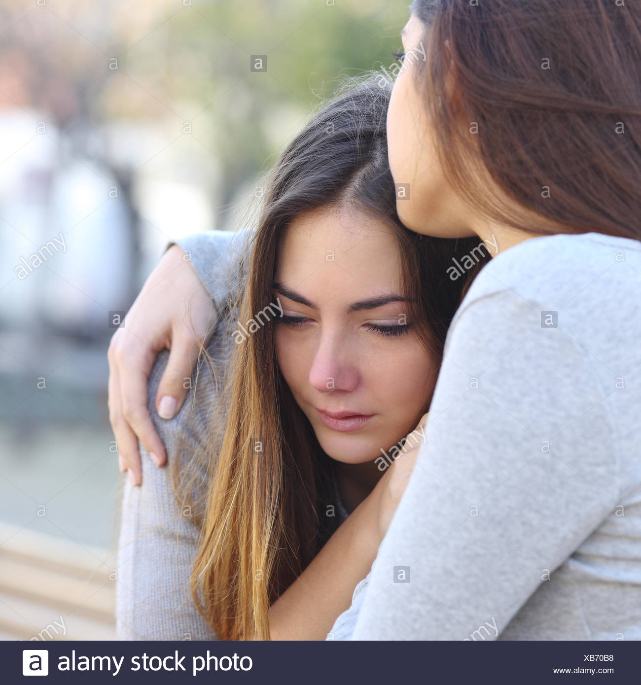 Teenage Girl Comforting Friend Stock Photos Teenage Girl