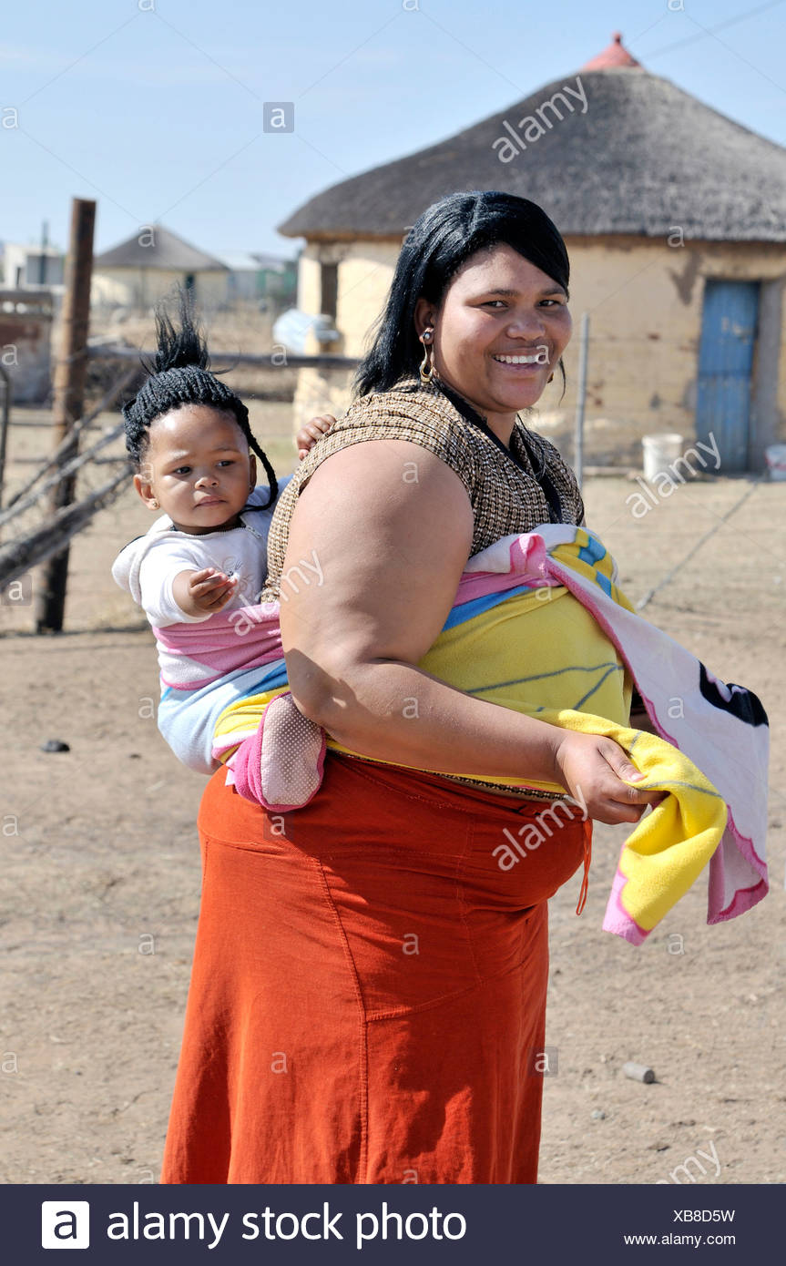 Portrait Of A Mother South African Coloured With A Child In A Sling On Her Back Lady Frere Eastern Cape South Africa Stock Photo Alamy