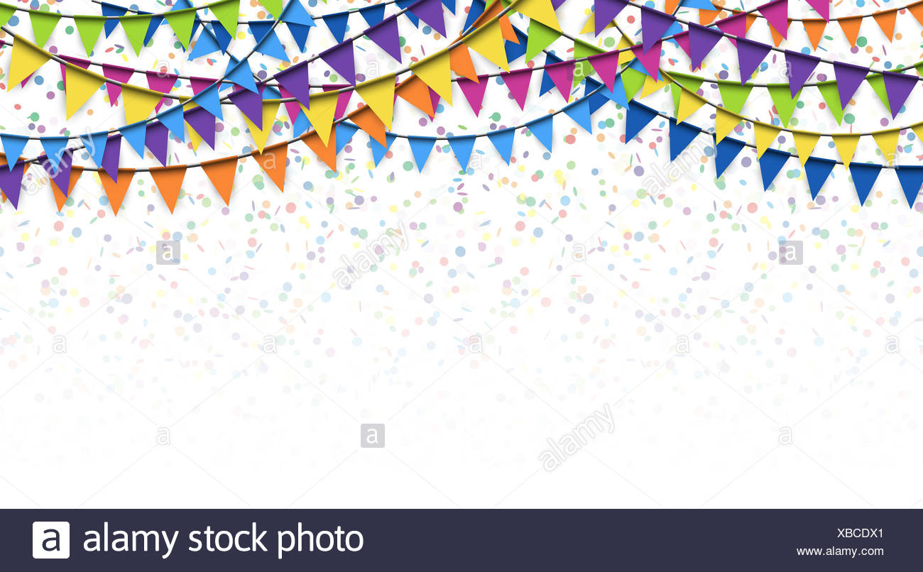 Colored Garlands And Confetti Background For Party Or Festival Usage Stock Photo Alamy 