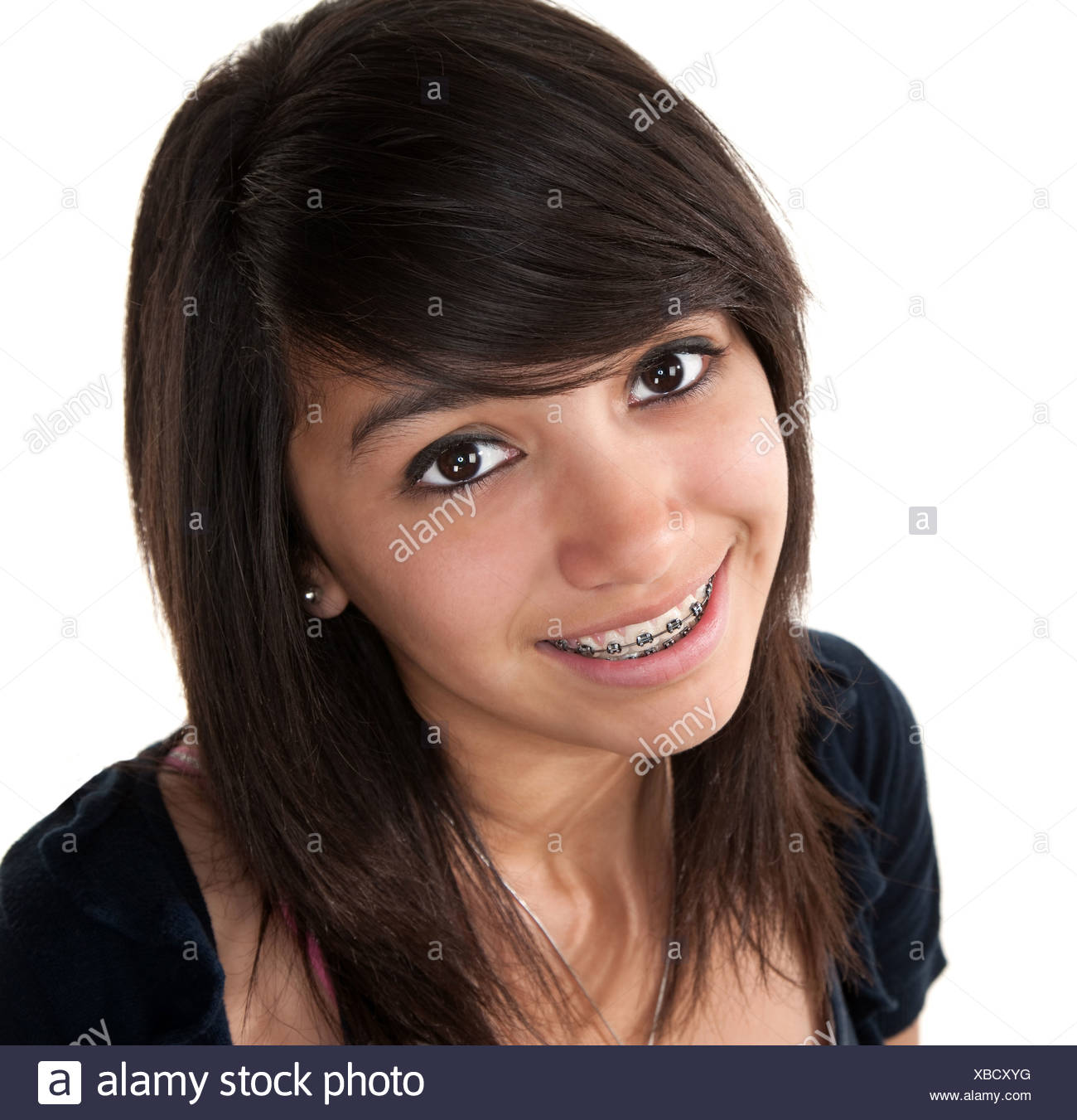 wallpapers Pretty Latina Teen https www alamy com cute latina teenage girl smiling with braces on a white background image282411684 html