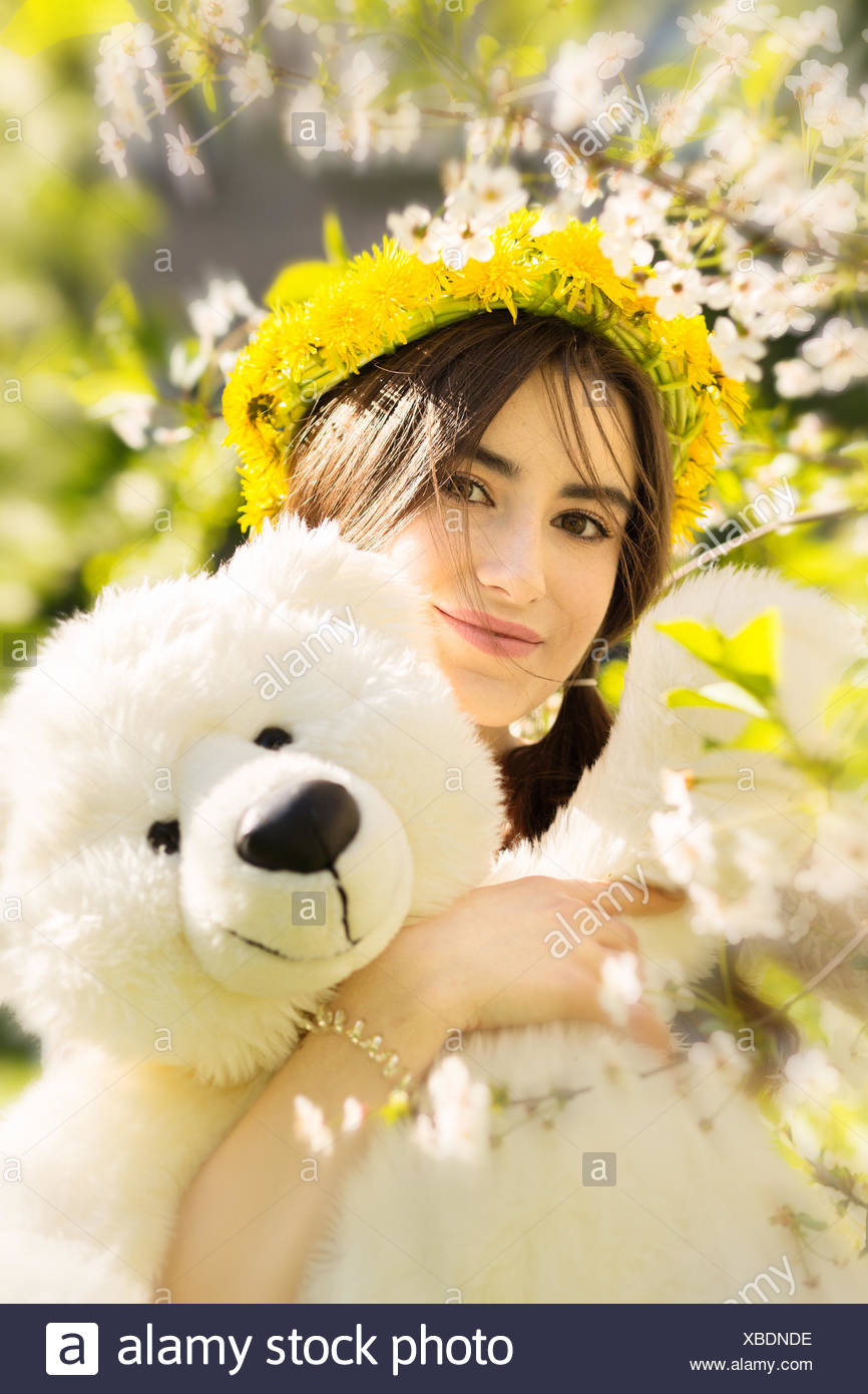 a girl with teddy