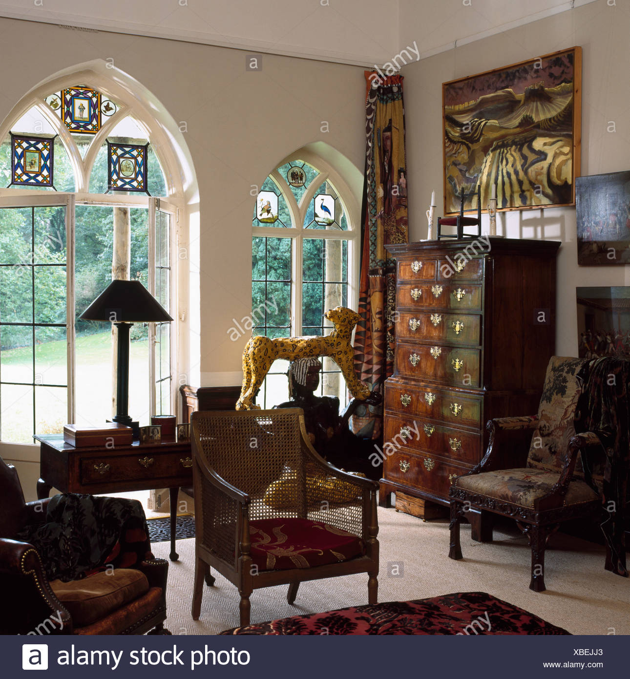 Stained Glass In Gothic Style French Doors In Nineties