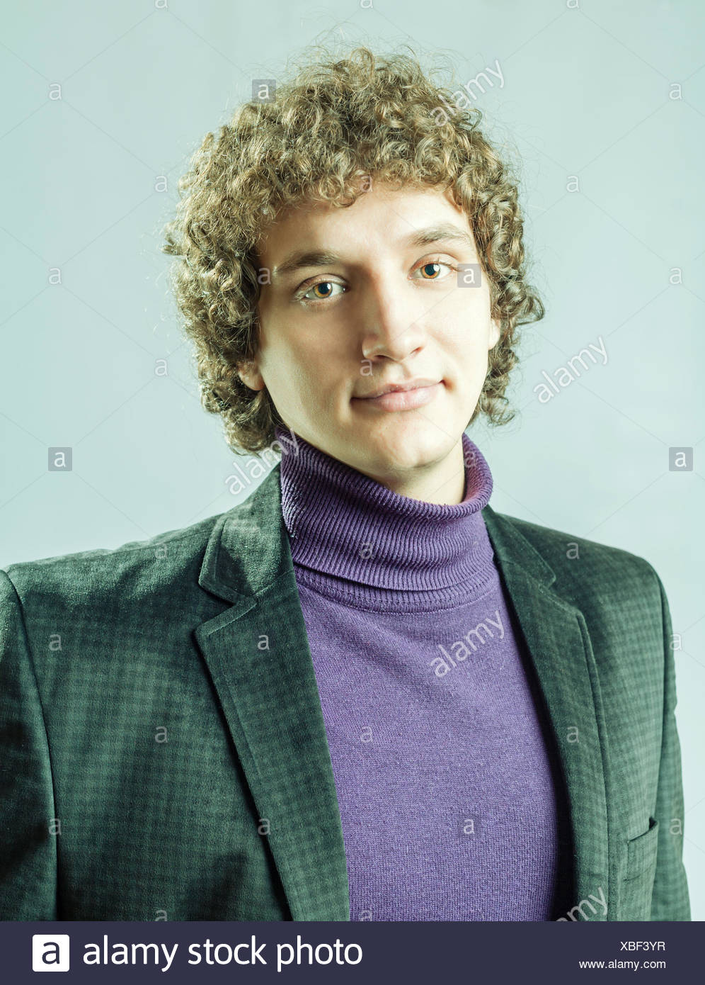 Curly Hair Brown Eye Man Head Shot Stock Photos Curly Hair Brown