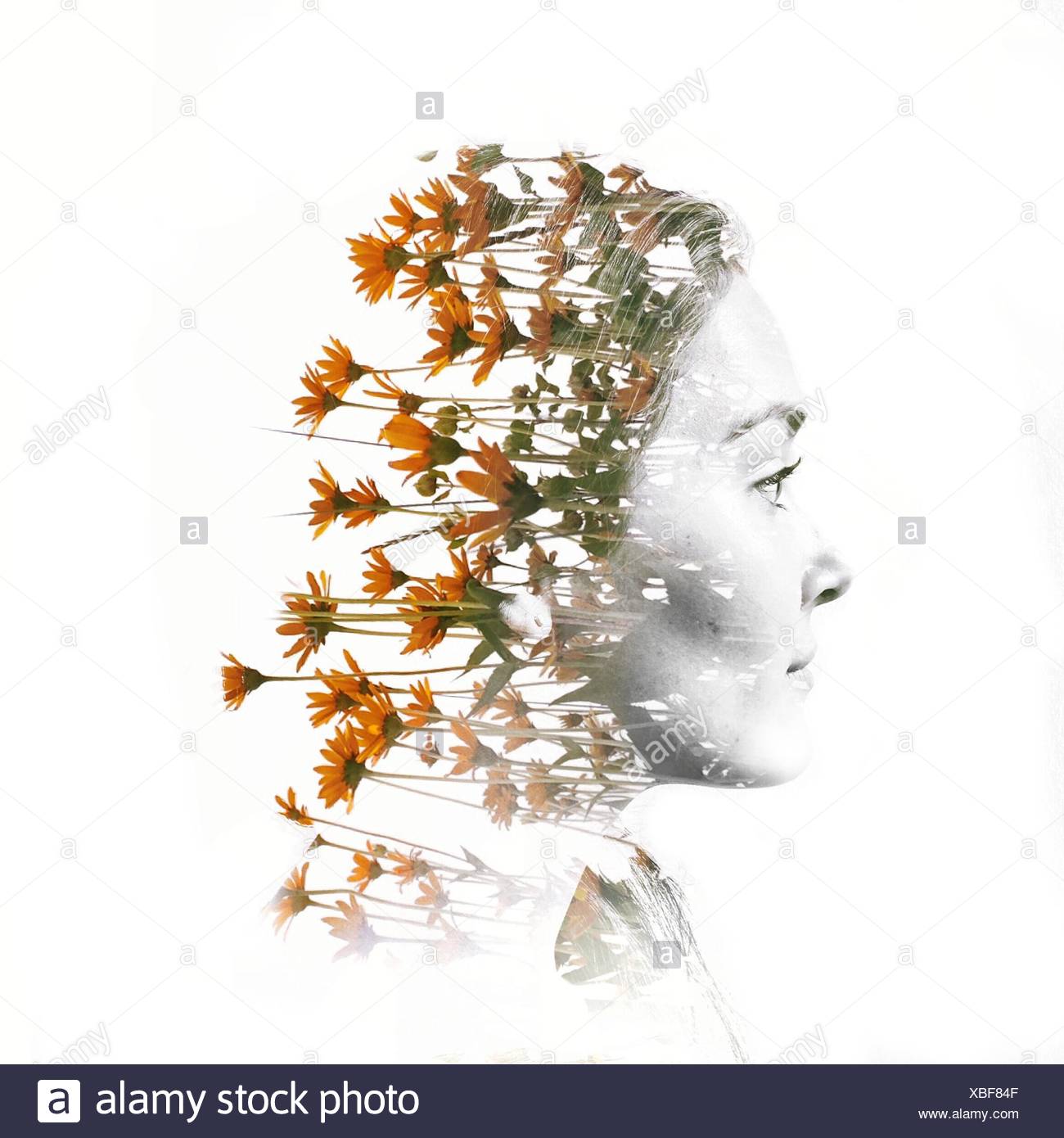 Women Head Flowers High Resolution Stock Photography and Images Alamy