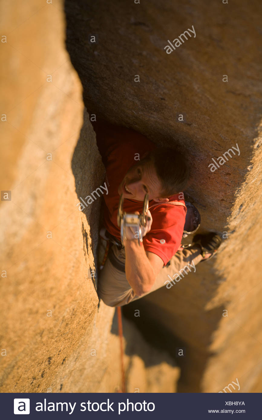 Placing Climbing Protection High Resolution Stock Photography and