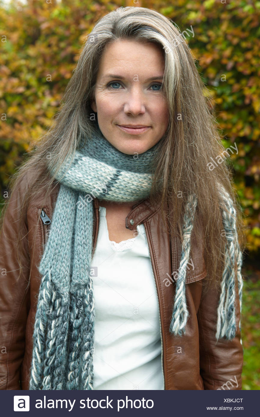 Woman wearing scarf Clearance