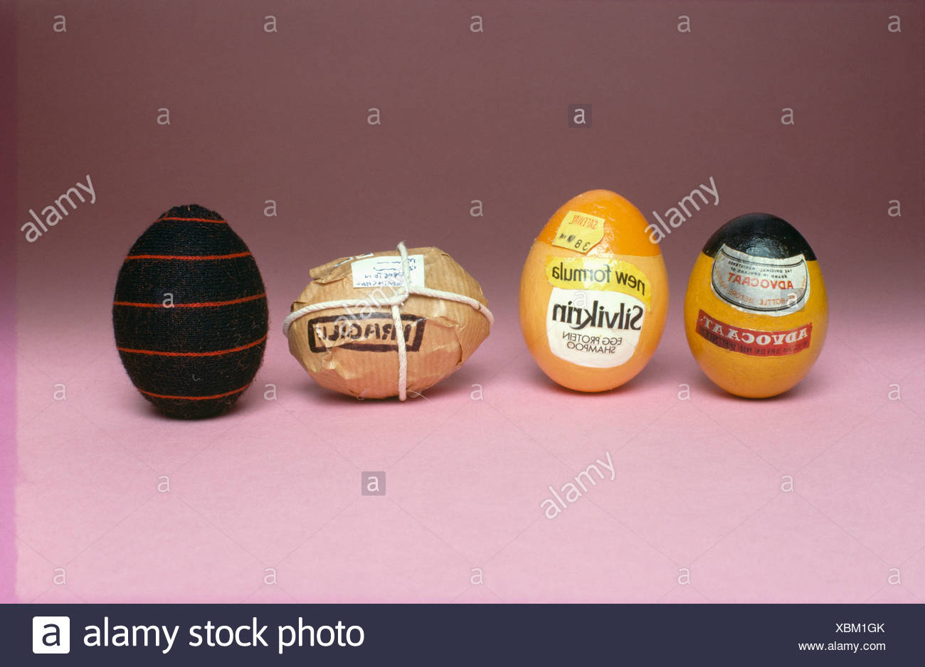 Close Up Of Blown Eggs Decorated And Painted For Easter Stock