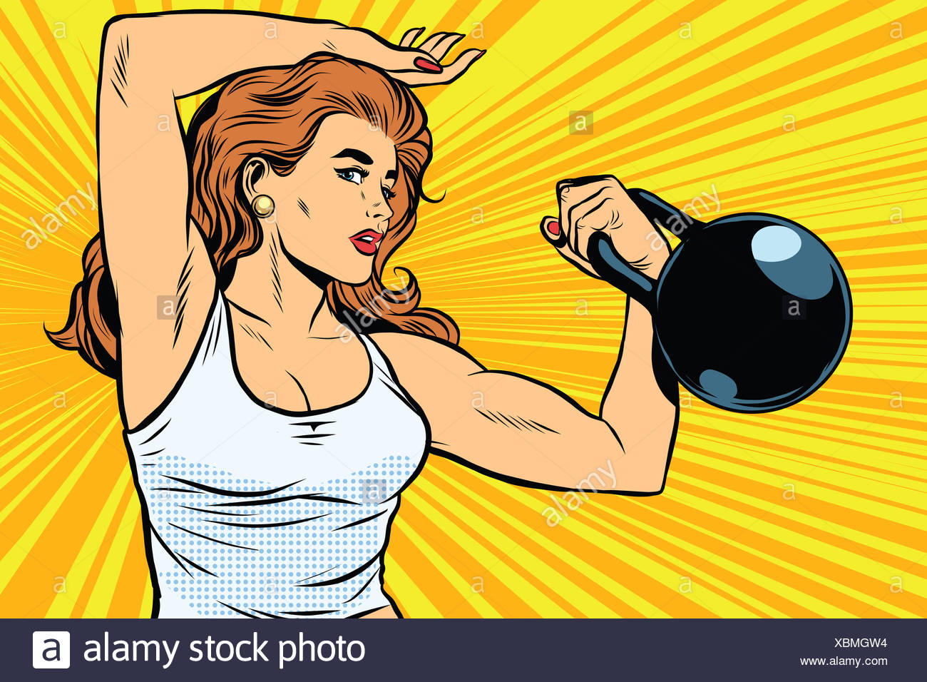 Strong Woman Athlete With Weights Stock Photo Alamy