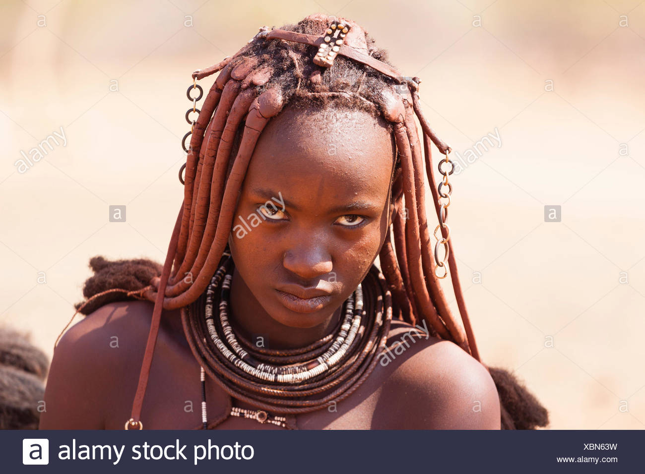 Portrait Of A Young Himba With Traditional Headdress For Pregnant
