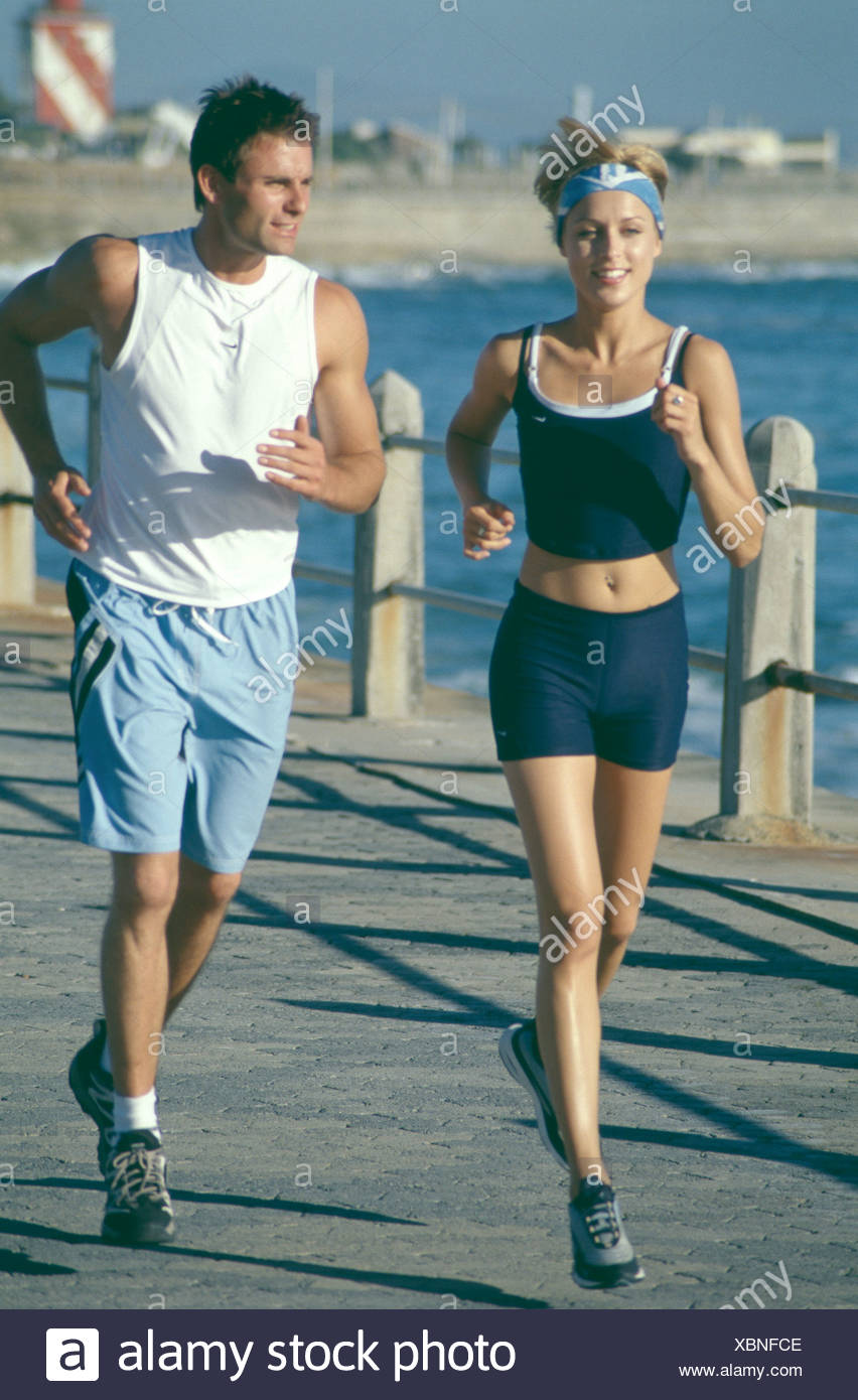 Blonde Female Short Hair Jogging Stock Photos Blonde Female