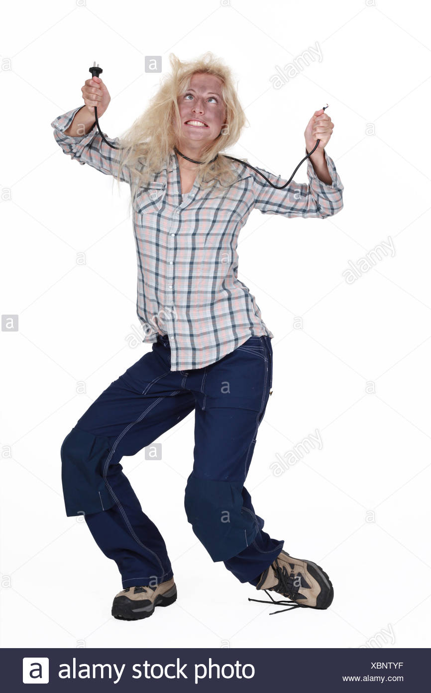 Electrocuted Woman Staggering Stock Photo Alamy