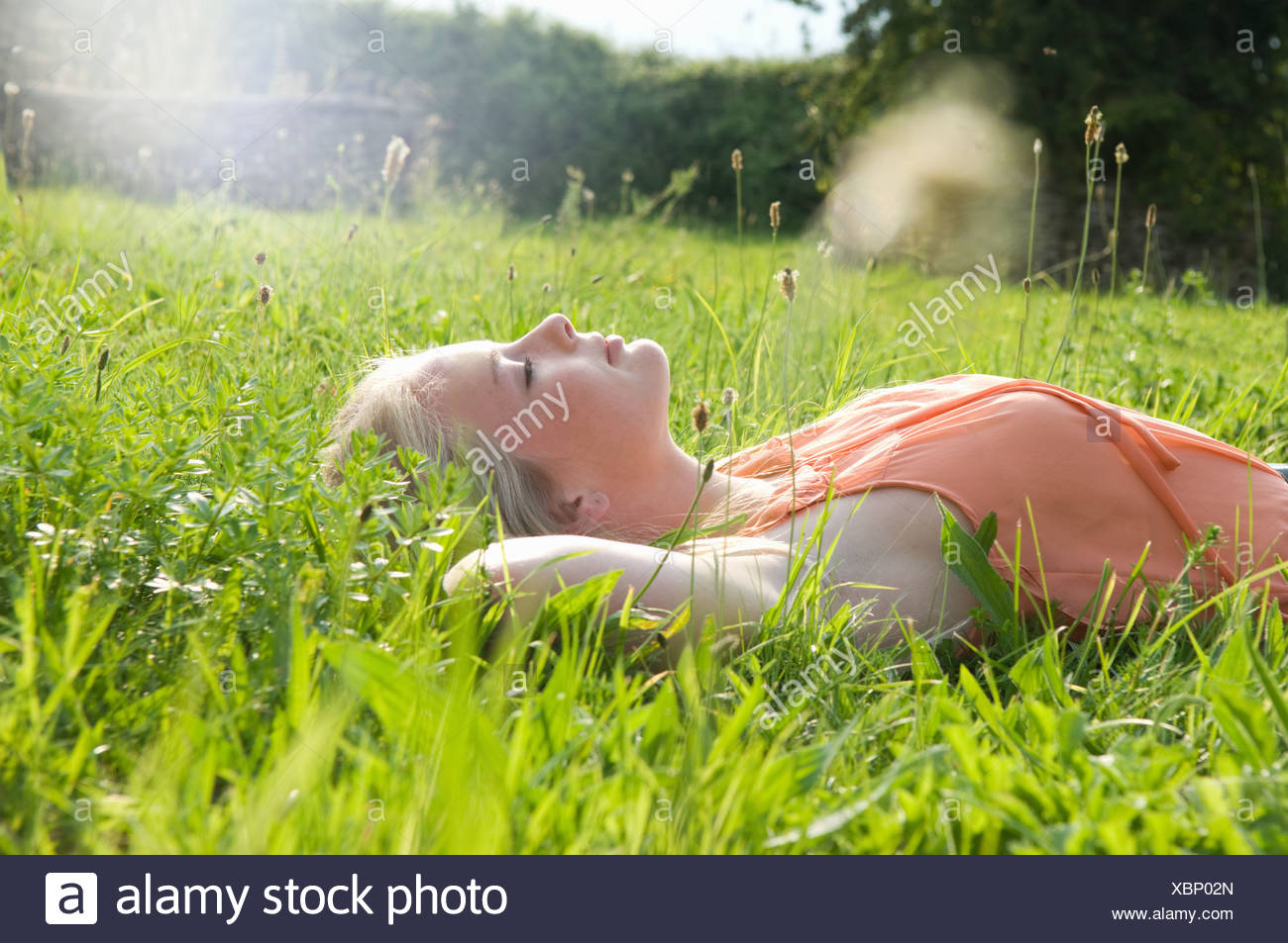 Girl Laying In Grass