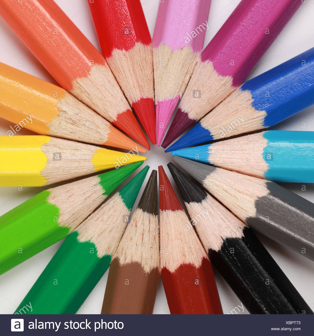 Kreis aus Buntstiften Stock Photo