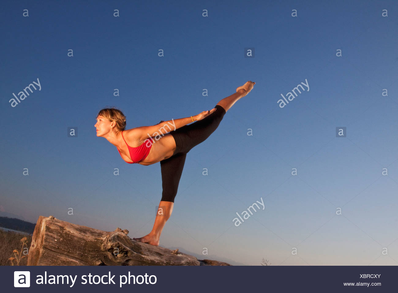 Yoga Pose At Sunset Crescent Beach South Surrey Bc Canada Stock Photo Alamy
