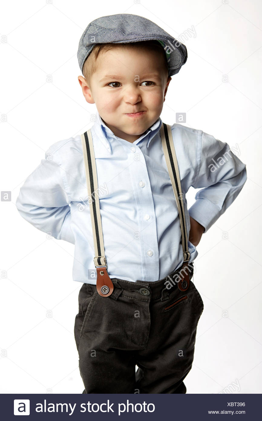 newsboy cap and suspenders