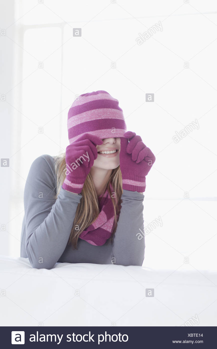 Teenage Girl Wearing Gloves High Resolution Stock Photography and
