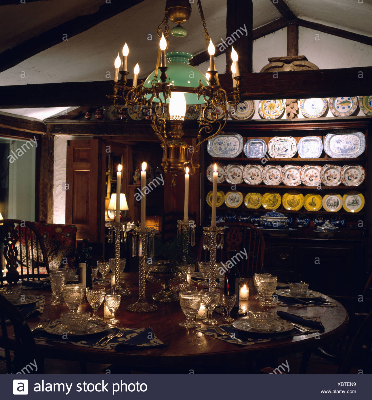 Cottage Diningroom With Dresser And Victorian Lantern