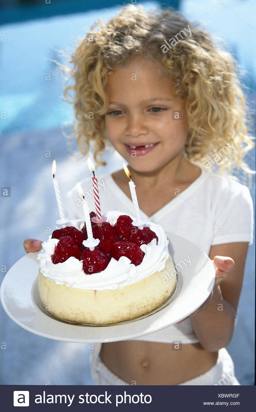 Girls Birthday Cake Joy Pride Half Portrait Child Blond Curls Tooth Gap Birthday Cake Cake Cake Birthday Birthday Boy Happy Smile Blast Childhood Candles Stock Photo Alamy