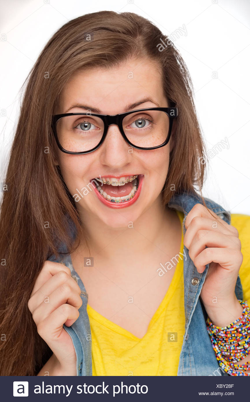 white girl with glasses