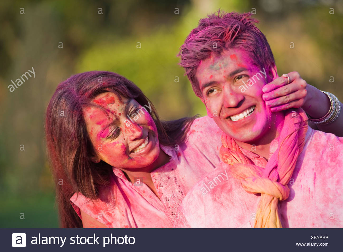 Indian Couple Playing Holi Stock Photos Indian Couple Playing