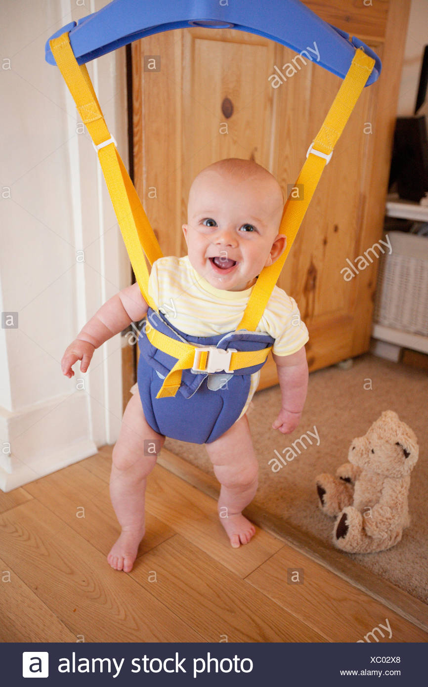 Baby In A Door Bouncer Stock Photo 282744064 Alamy