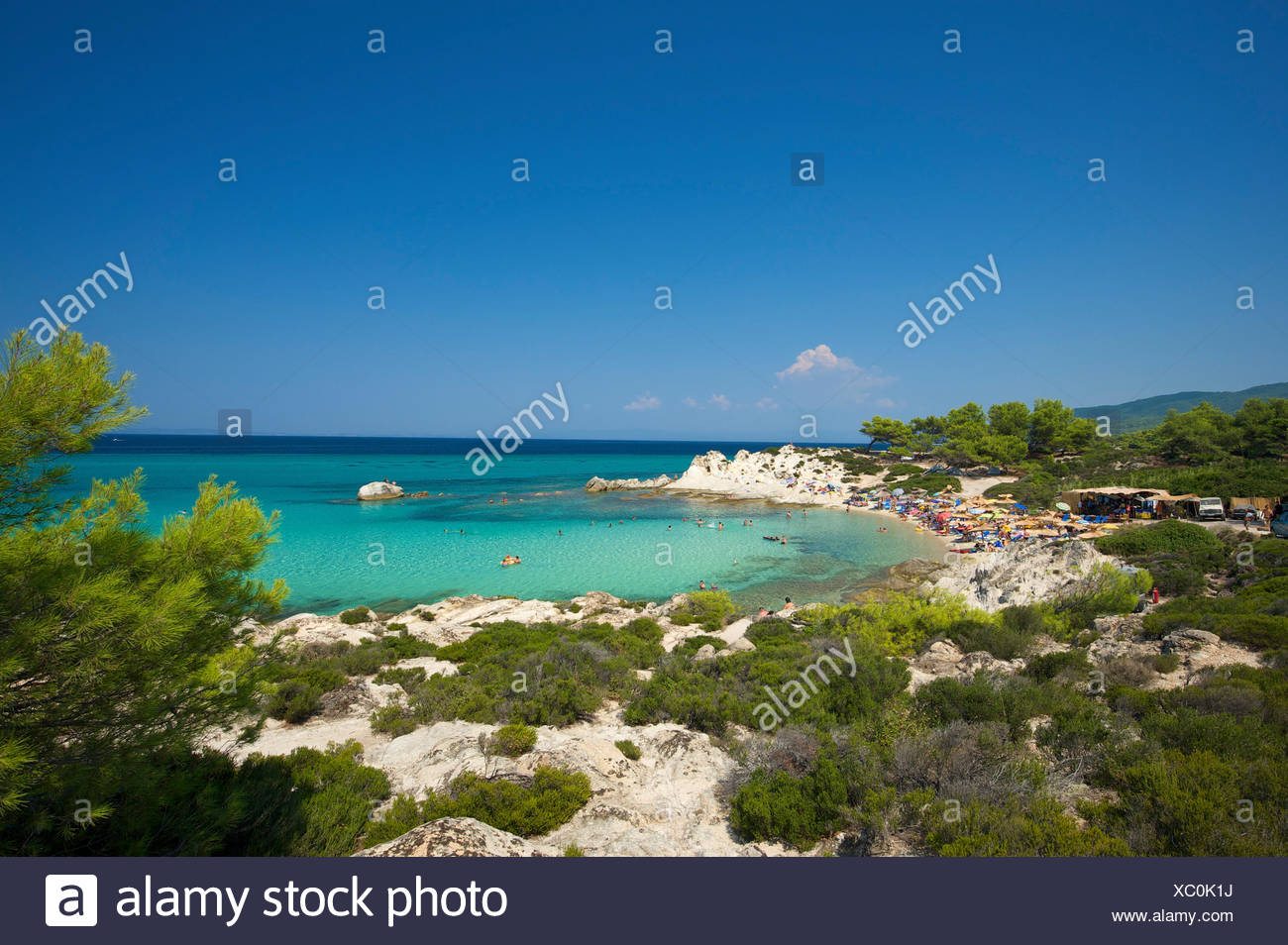 Beach of Portokali, Kavourotypes, Sithonia, Chalkidiki or Halkidiki, Greece, Europe Stock Photo