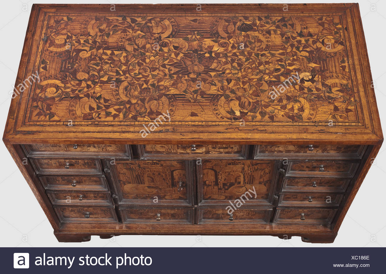 A Southern German Renaissance Cabinet With Decorative Marqueterie
