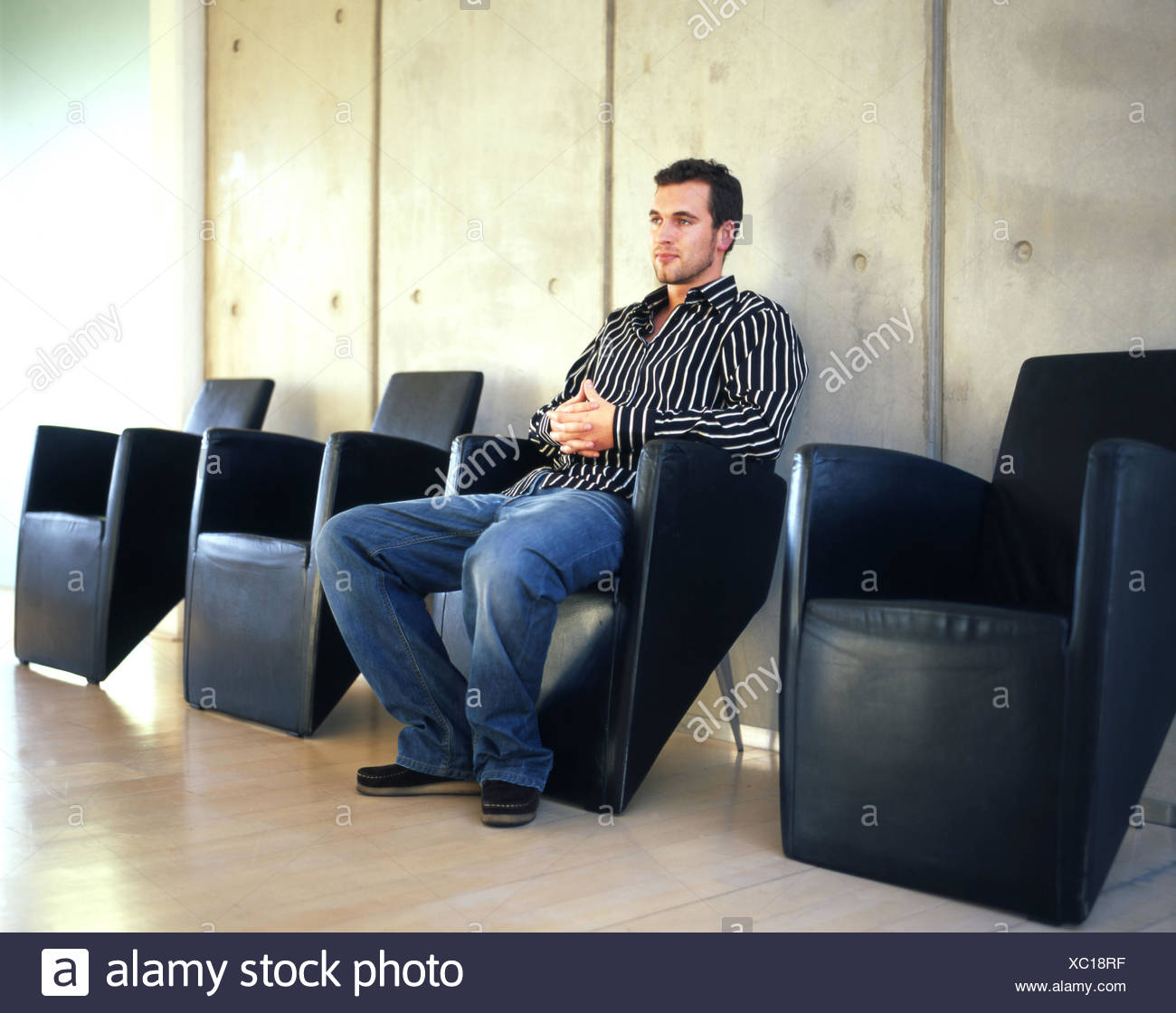 Leather Ball Armchairs Man Young Sit Wait 20 30 Years