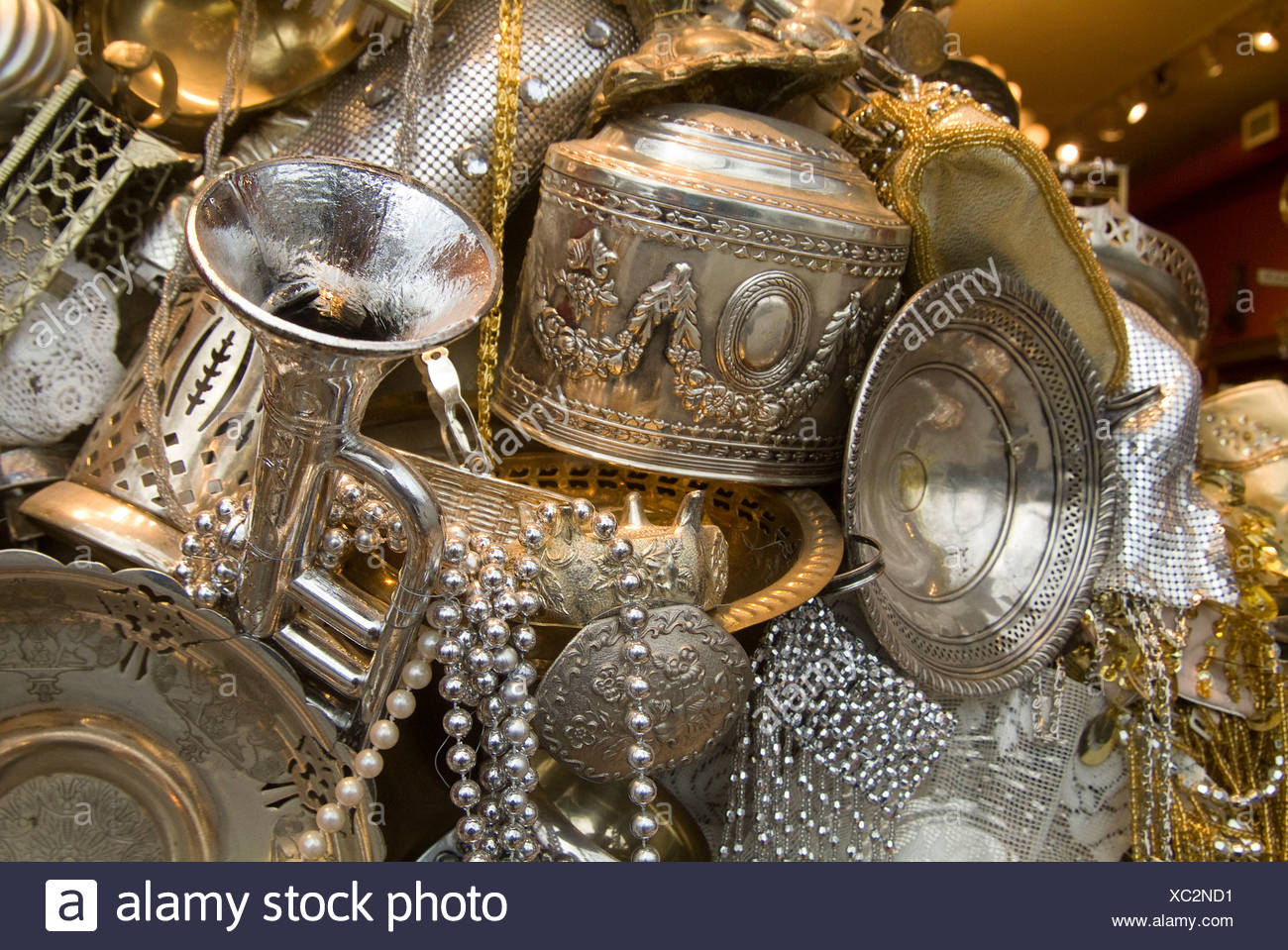 Pile Of Silver Plates Cups Jewelry Stock Photo 282802493 Alamy