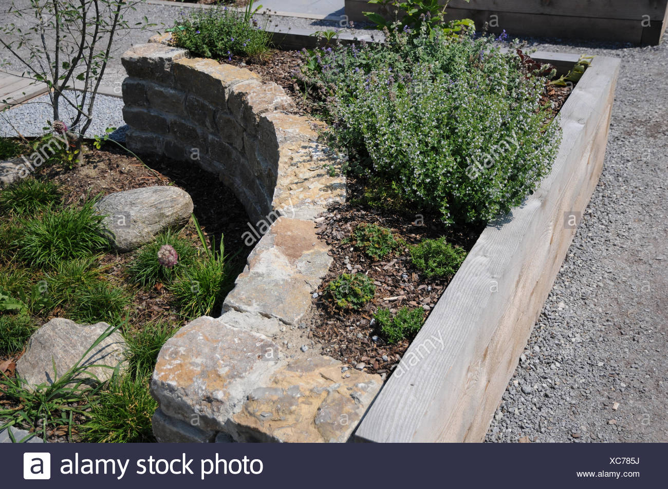 Raised Bed Made Of Wood And Stones Stock Photo 282901854 Alamy