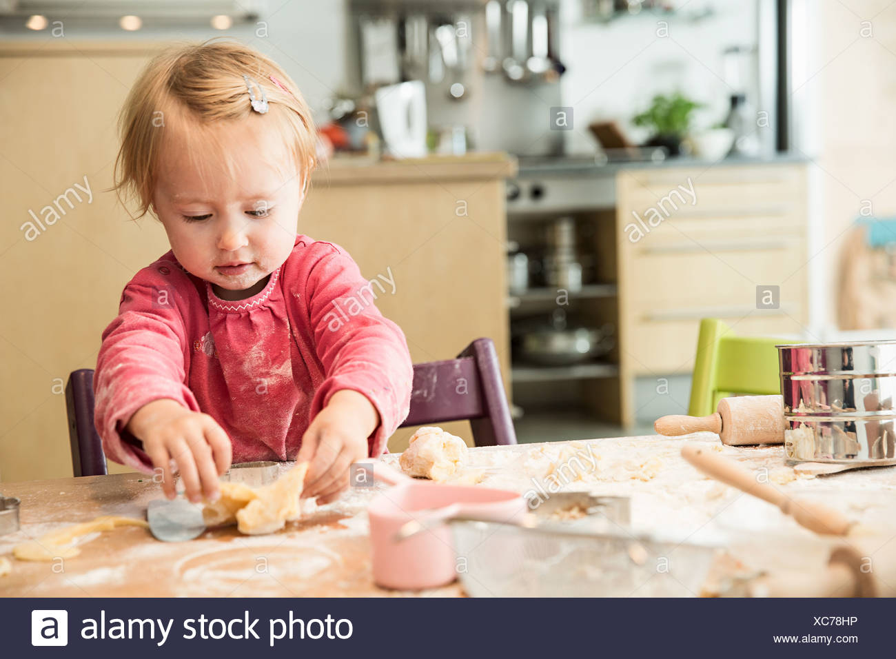 Baby Girl Baking In Kitchen Stock Photo Alamy