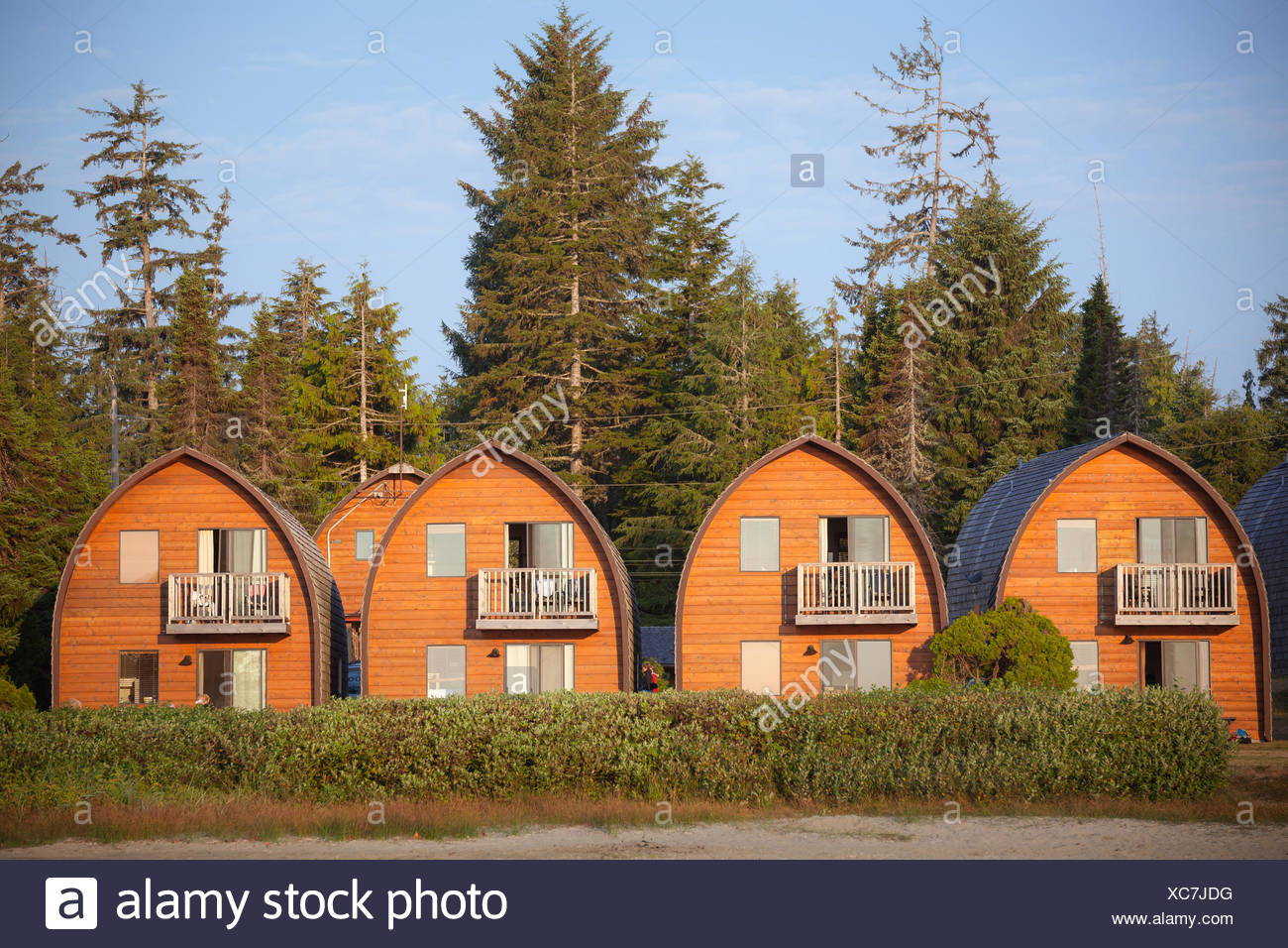 Small Cabins Line Mackenzie Beach In Tofino British Columbia